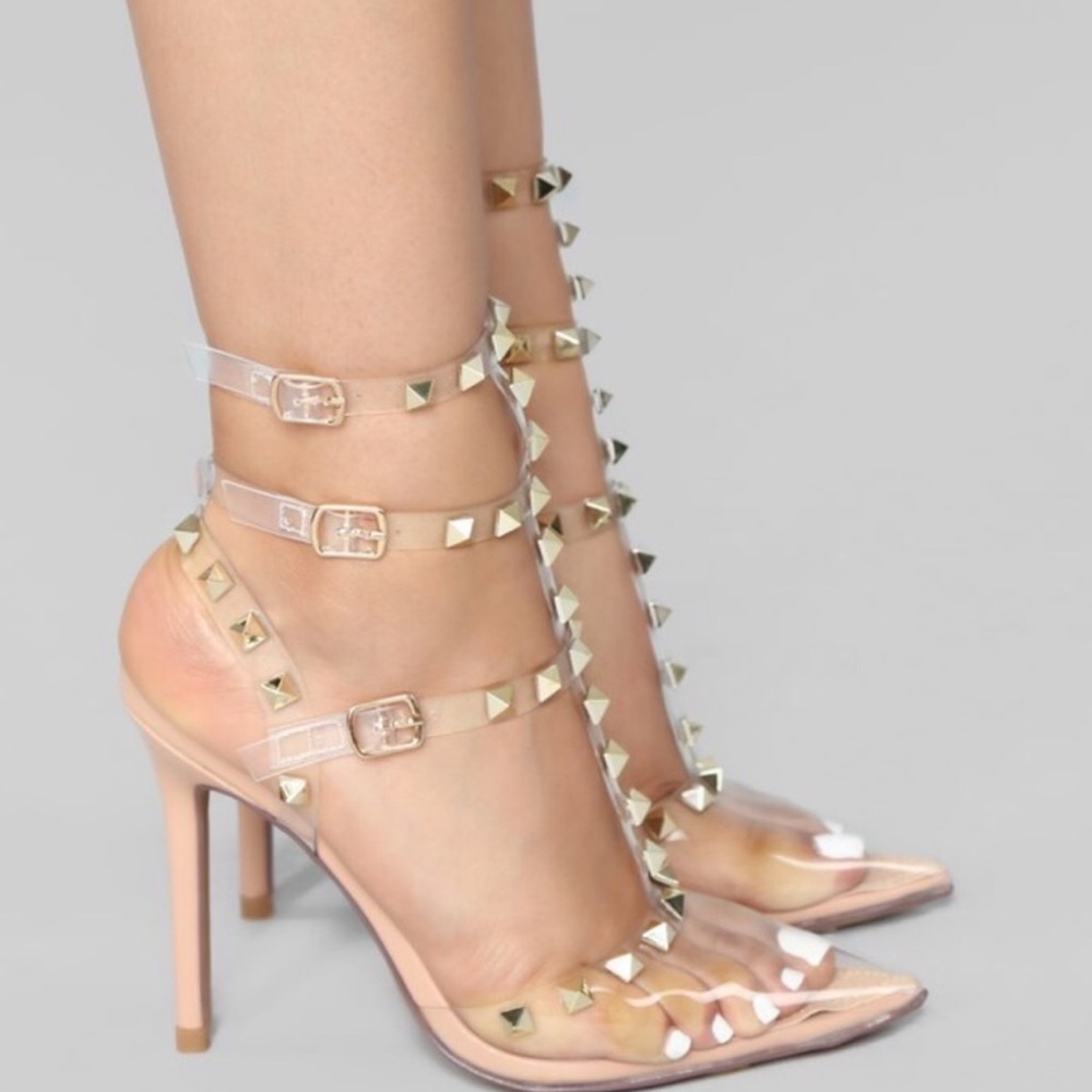 Gold / Clear Studded Heels